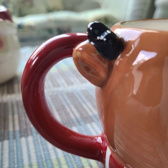 Holiday Time Santa Snowman & Reindeer Mix Stackable Stoneware Mug Set Metal Rack - Picture 6 of 10